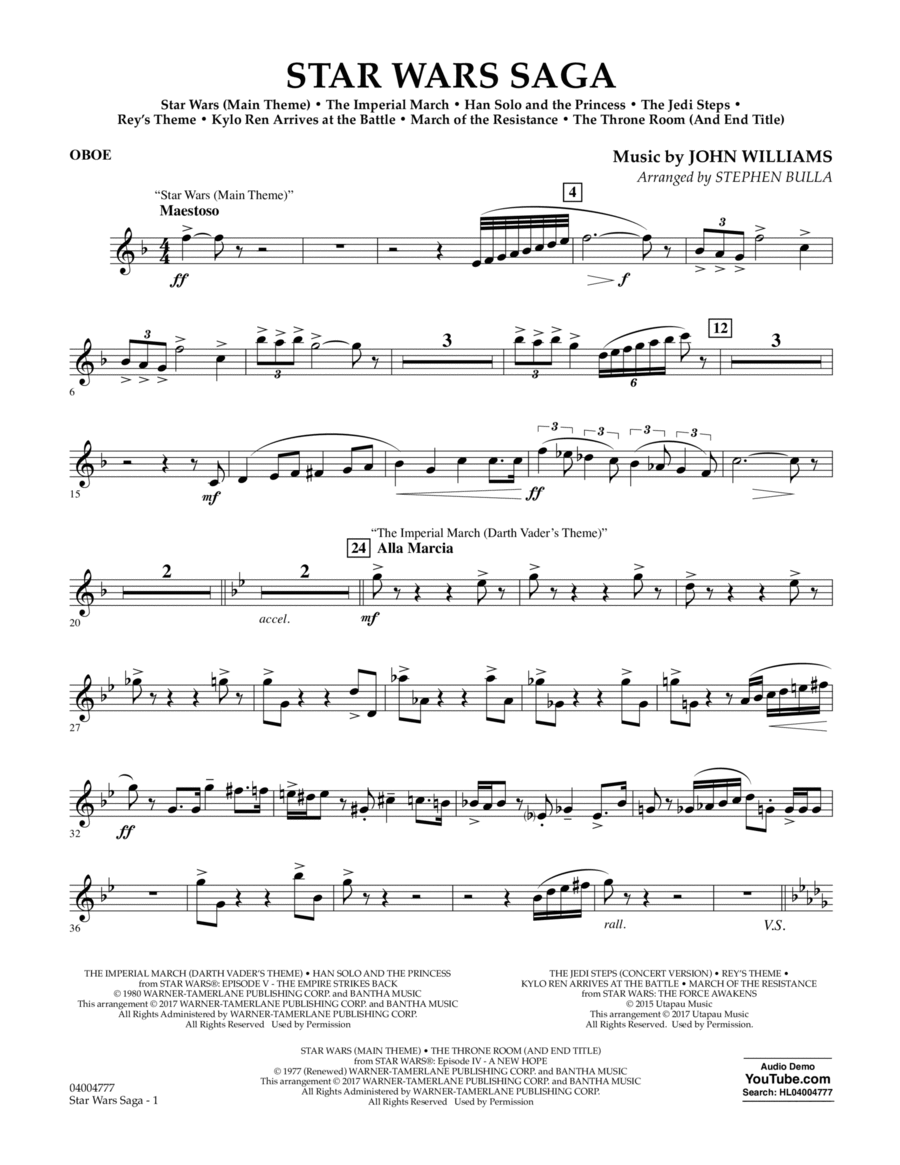 Star Wars Saga - Oboe Oboe scores gallery preview page 1