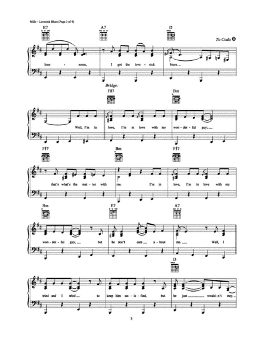 Lovesick Blues Piano, Vocal, Guitar scores gallery preview page 3