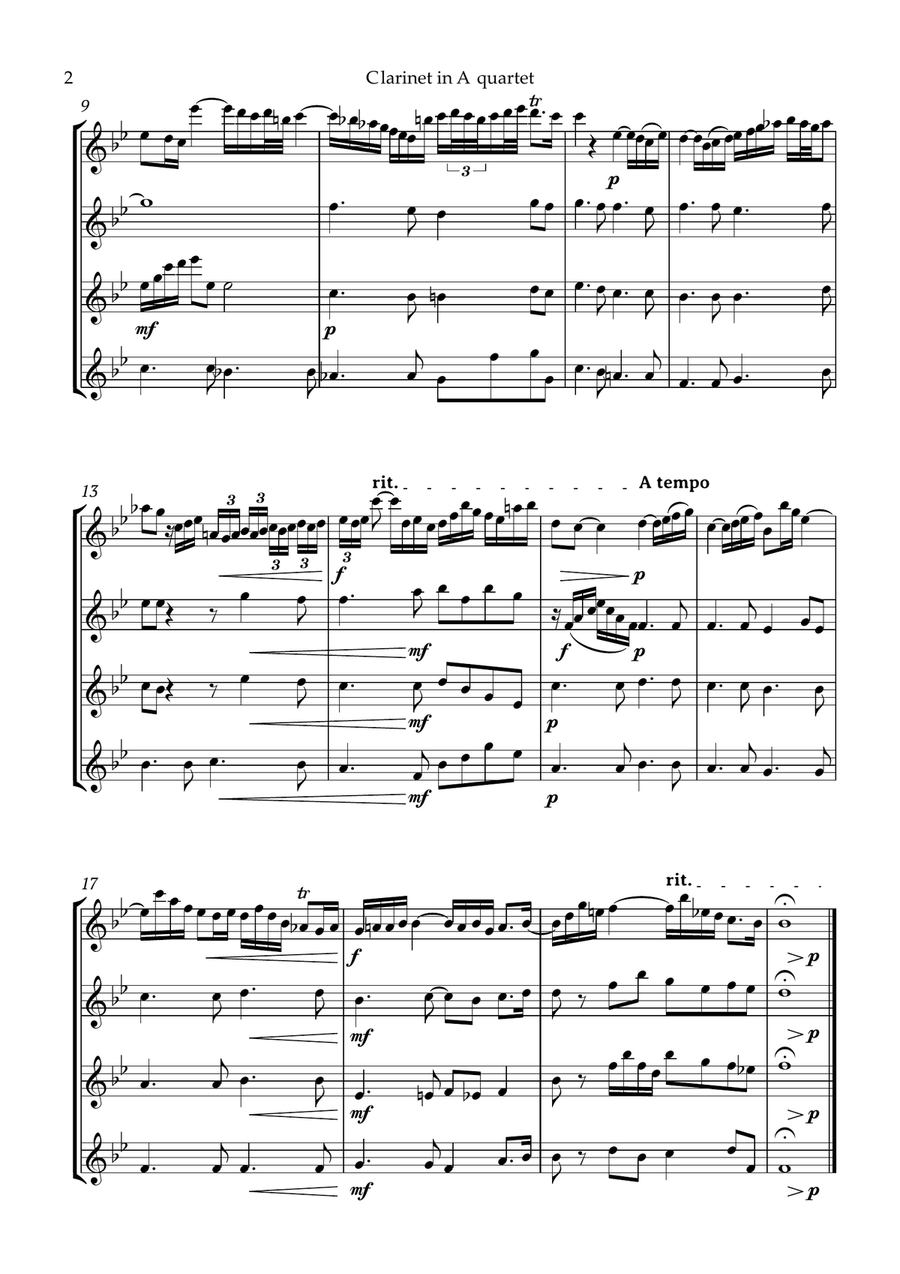 Arioso Bach Clarinet in A Quartet Clarinet Quartet scores gallery preview page 3