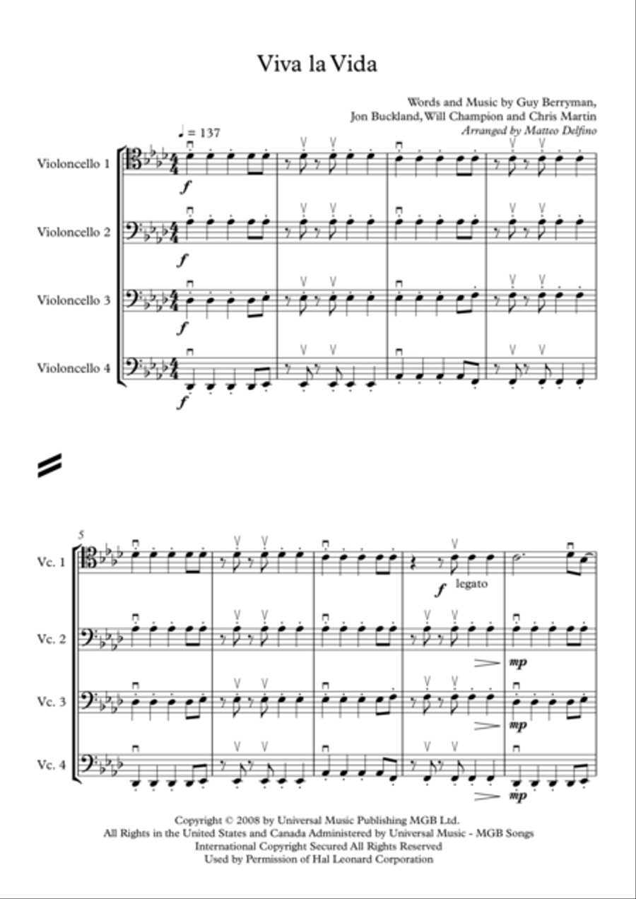 Viva La Vida Chamber Orchestra scores gallery preview page 1