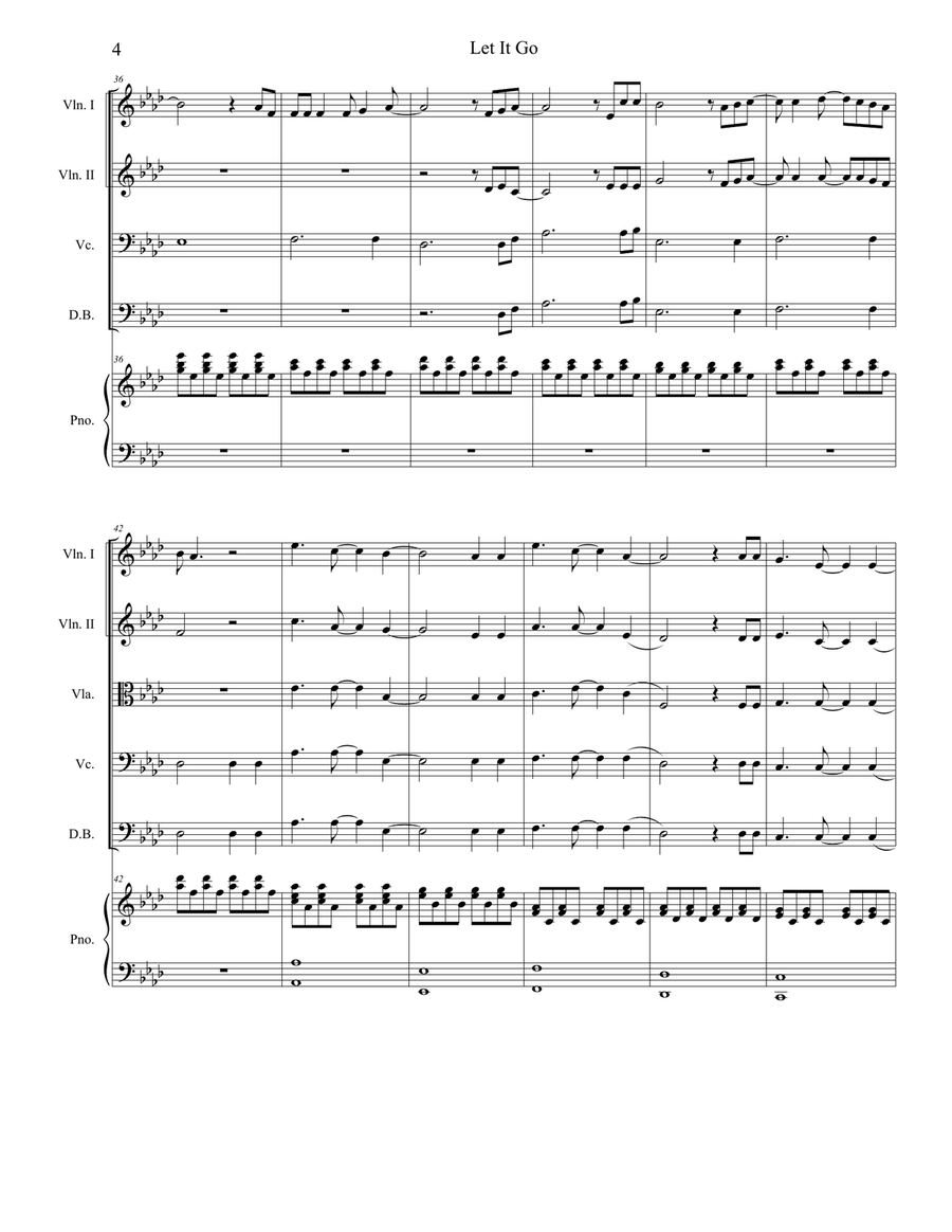 Let It Go (from Frozen) Piano Quintet scores gallery preview page 4