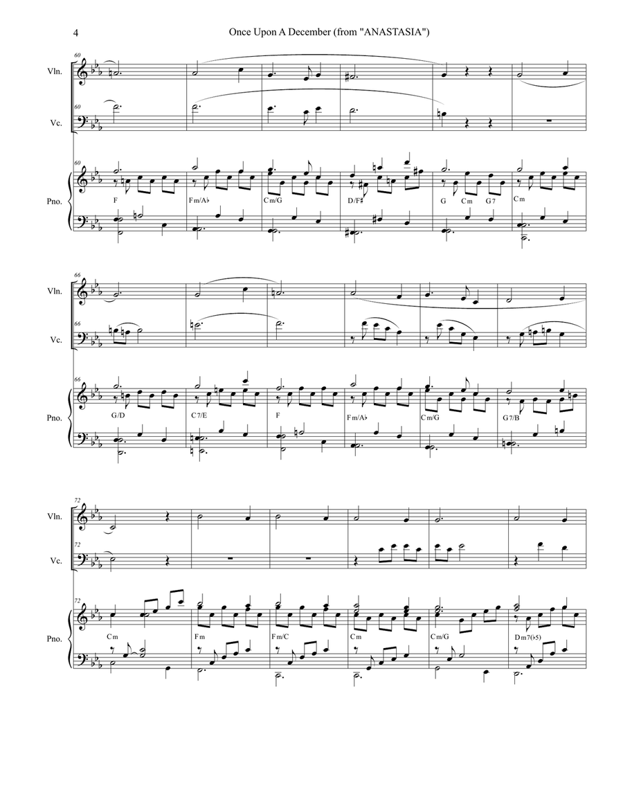 Once Upon A December from the Twentieth Century Fox Motion Picture ANASTASIA Piano Trio scores gallery preview page 4
