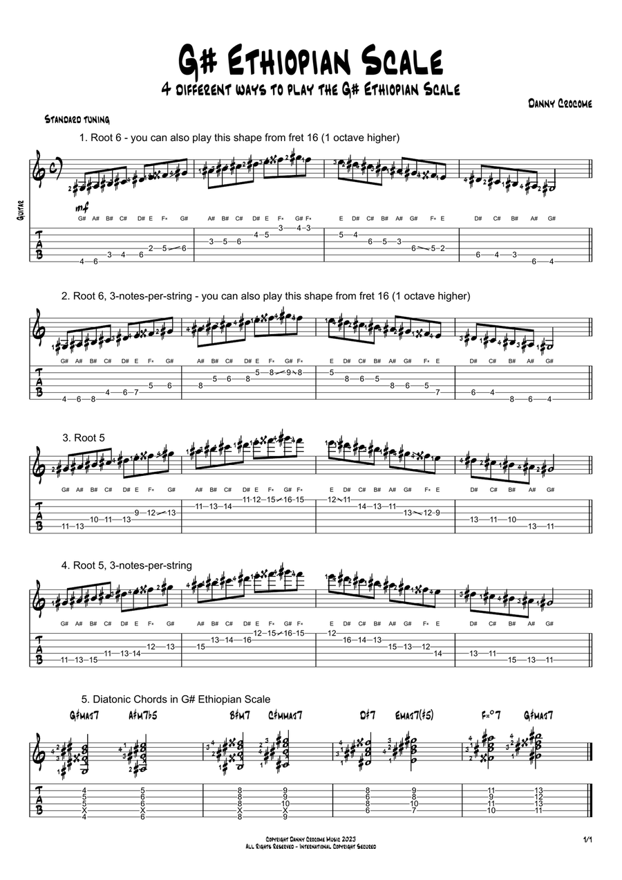 G# Ethiopian Scale (4 Ways to Play) Electric Guitar scores gallery preview page 1
