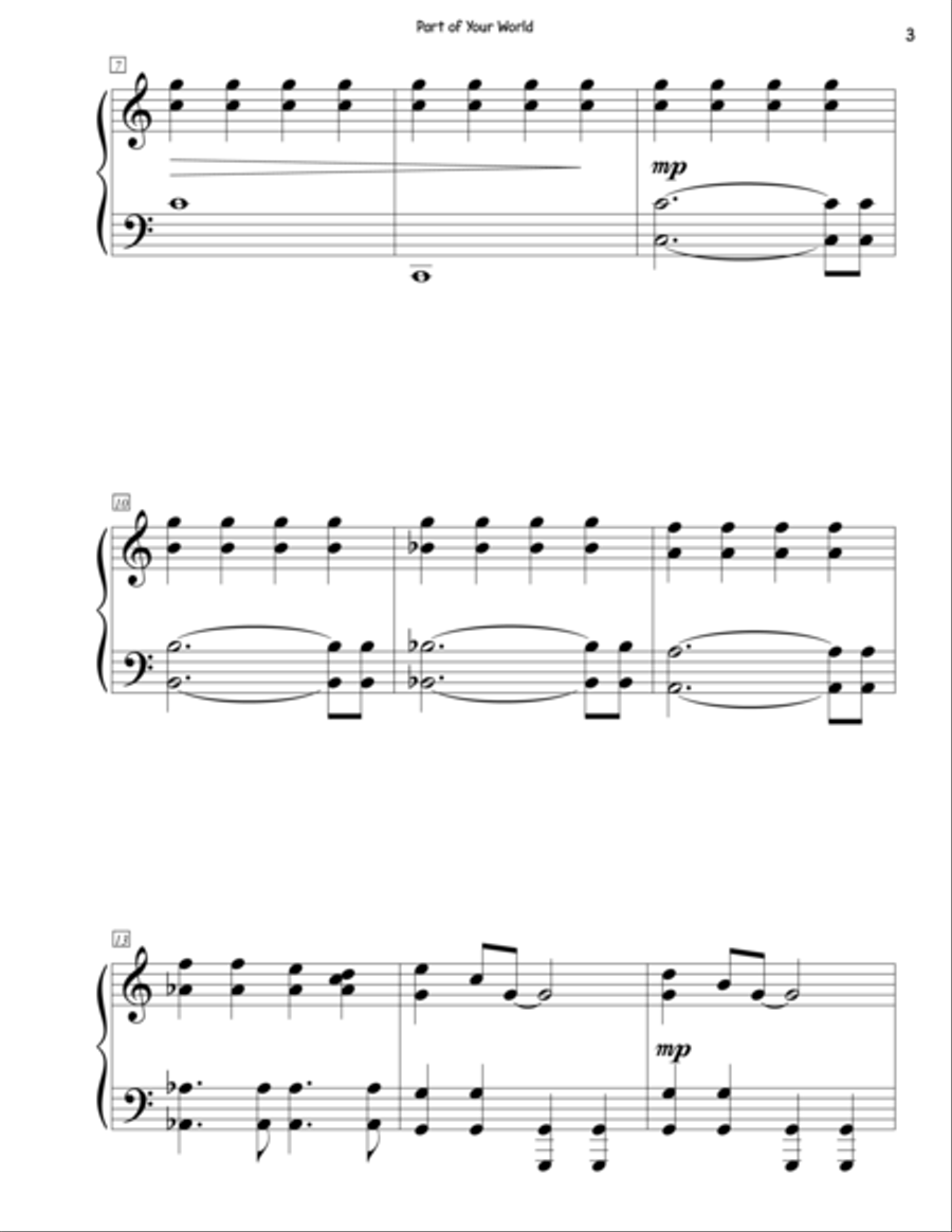 Part Of Your World Piano Solo scores gallery preview page 3