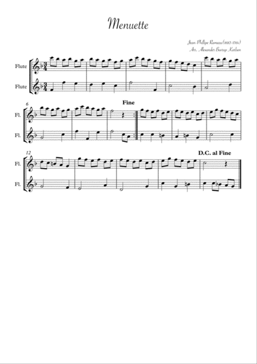 Menuette Menuette Flute Duet scores gallery preview page 1