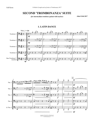 Book cover for Second TROMBONANZA Suite for 5-part Trombone Ensemble