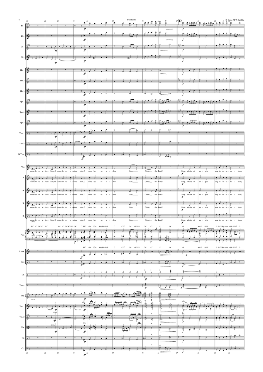 O Come All Ye Faithful (Adeste Fideles) - Female vocal with Choir and Pops Orchestra, Key of F to G Choir scores gallery preview page 4