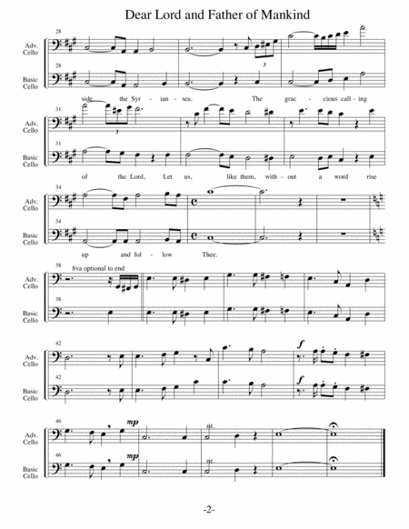 Dear Lord and Father of Mankind (Arrangements Level 1-3 for CELLO + Written Acc) Hymn image number null