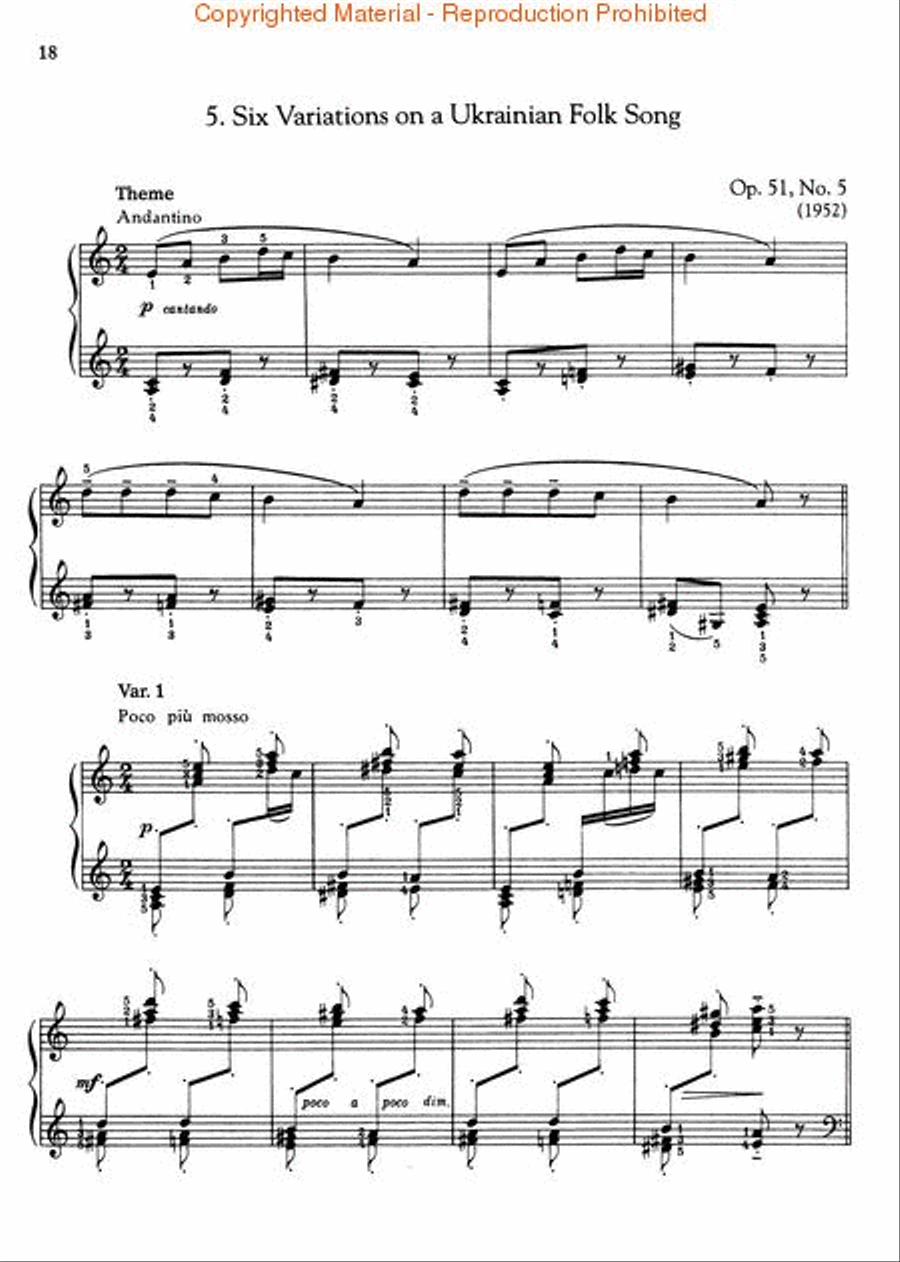 Easy Variations on Folk Themes, Op. 51 Piano Solo scores gallery preview page 4