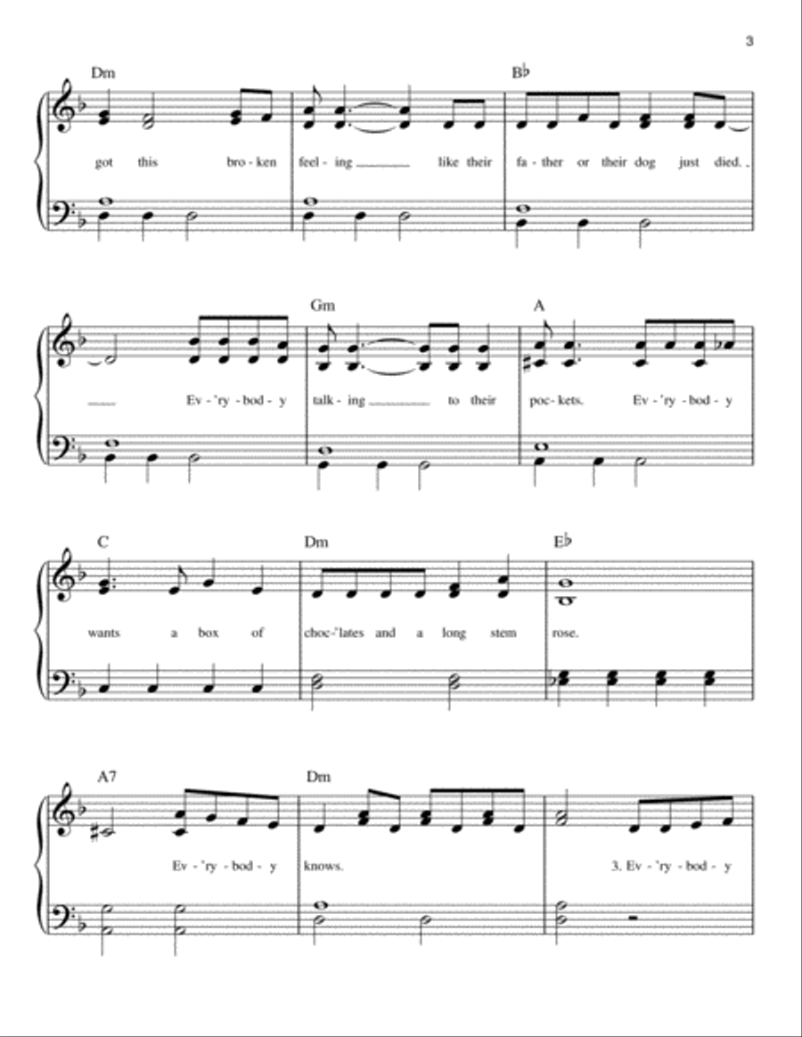 Everybody Knows Everybody Knows Easy Piano scores gallery preview page 3
