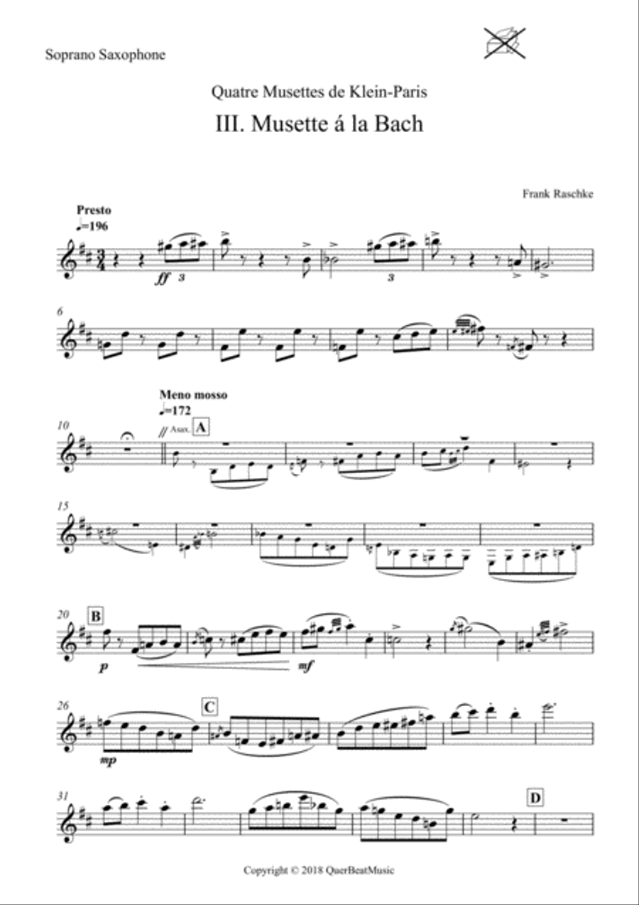 Musette à la Bach (for Saxophone Quartet) Saxophone Quartet scores gallery preview page 5