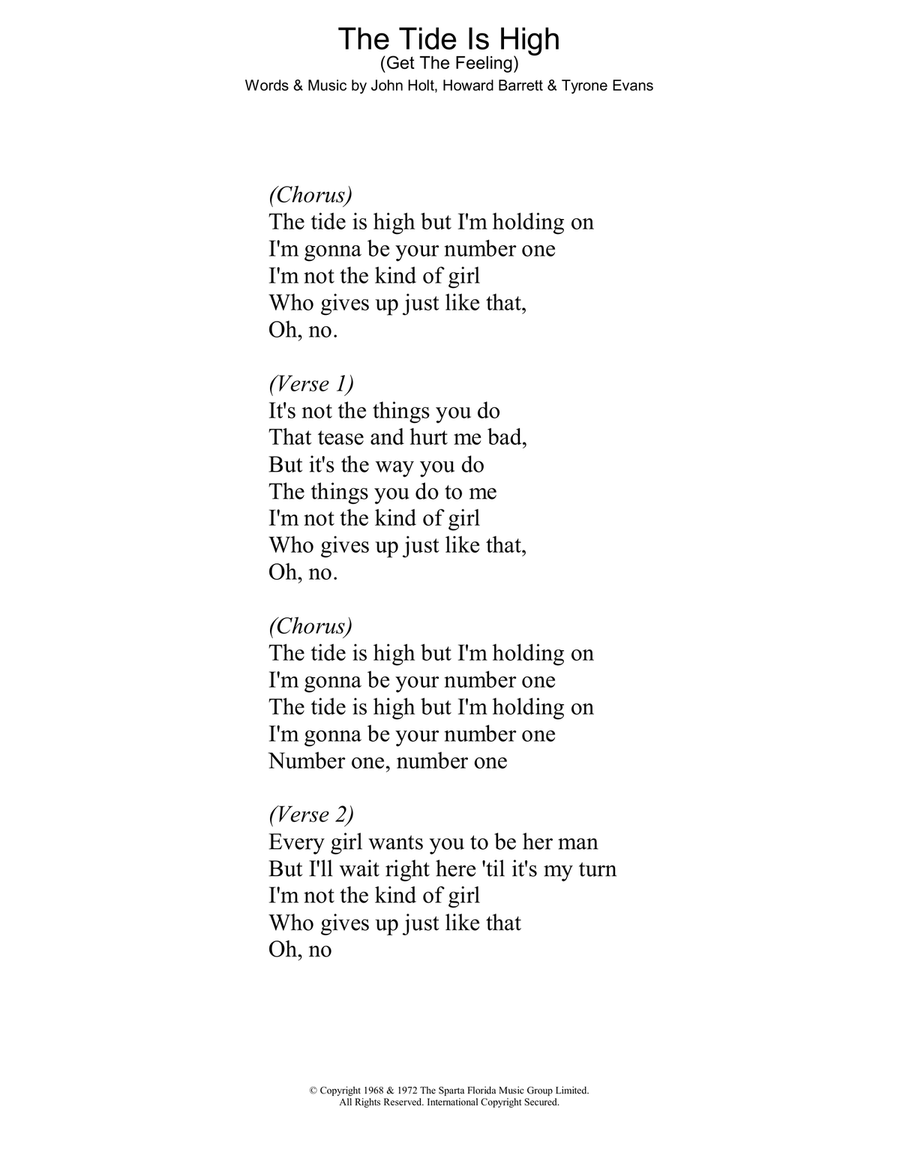 The Tide Is High (Get The Feeling) Voice scores gallery preview page 1