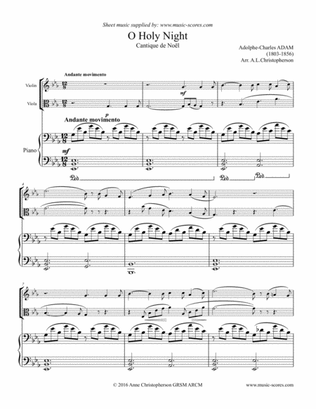 Cantique de Noel; O Holy Night - Violin, Viola and Piano - Eb Major