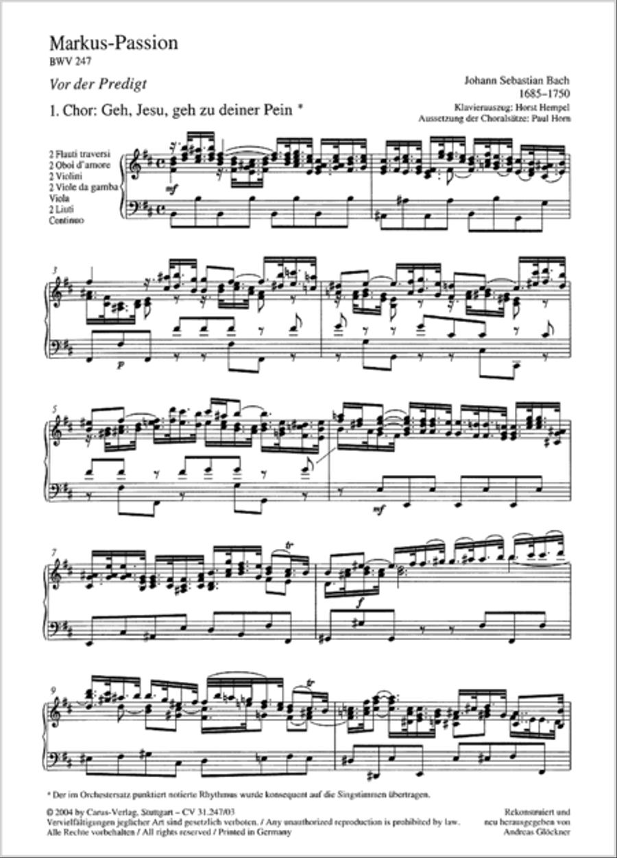 St. Mark Passion (Markus-Passion) 4-Part scores gallery preview page 66
