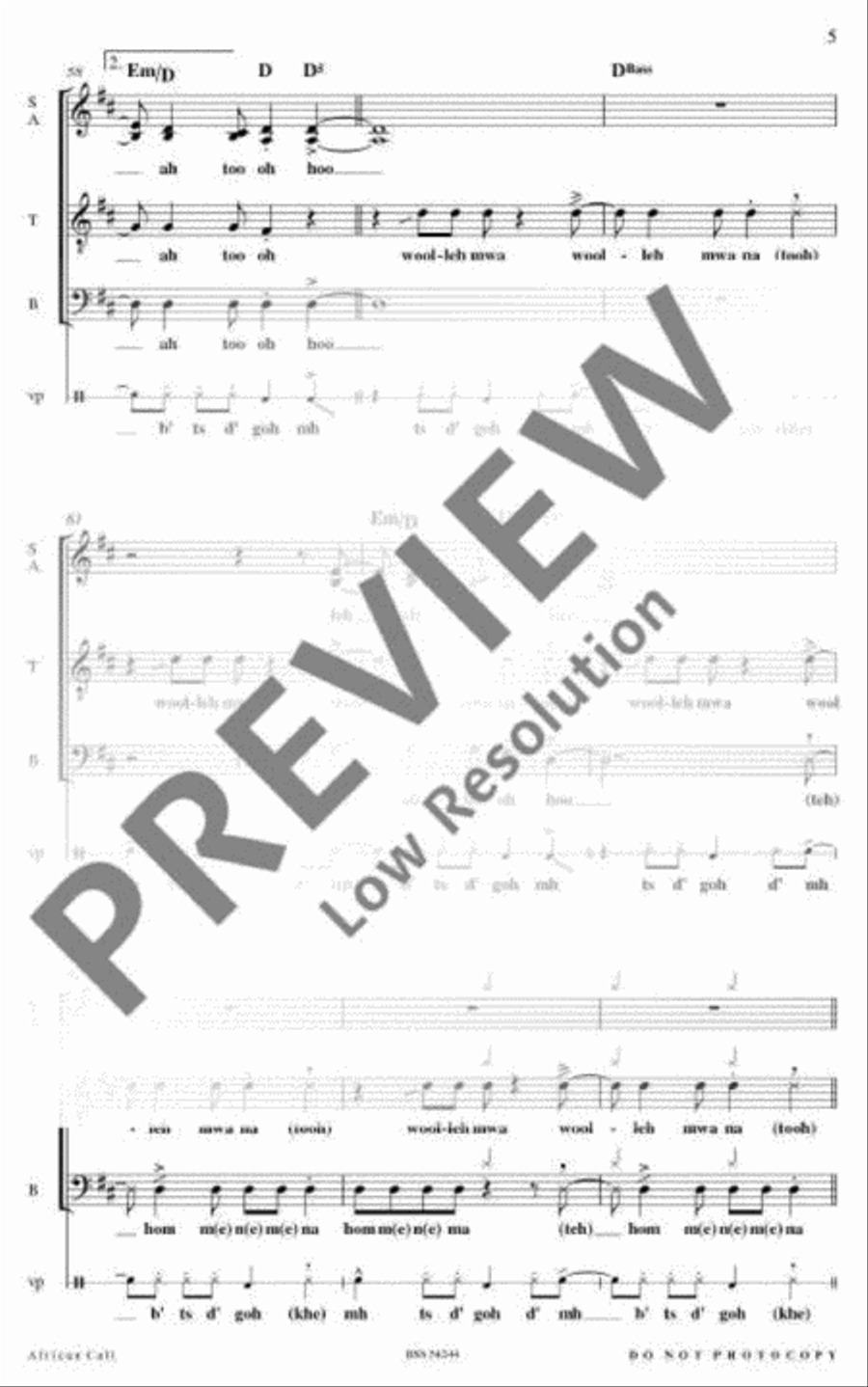 African Call 4-Part scores gallery preview page 8