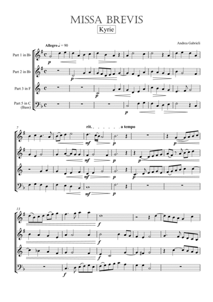 Brass Quintet - Missa Brevis in F (A. Gabrieli) image number null