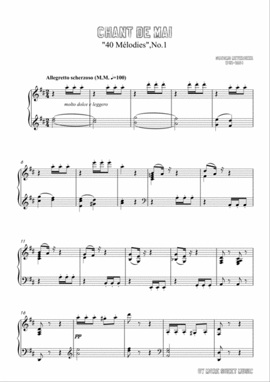 Meyerbeer-Chant de mai in D Major,for Voice and Piano Voice Solo scores gallery preview page 3