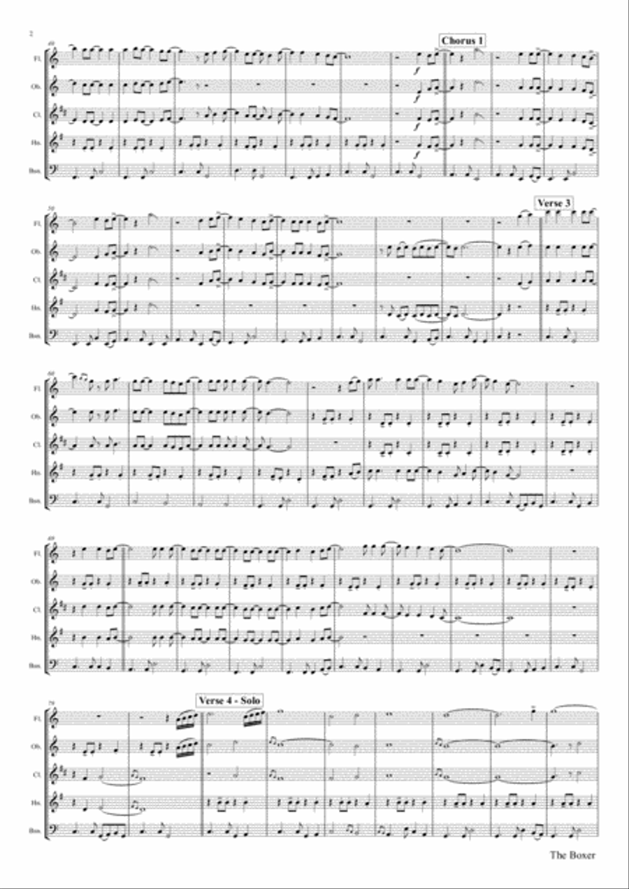 The Boxer The Boxer Woodwind Quintet scores gallery preview page 2