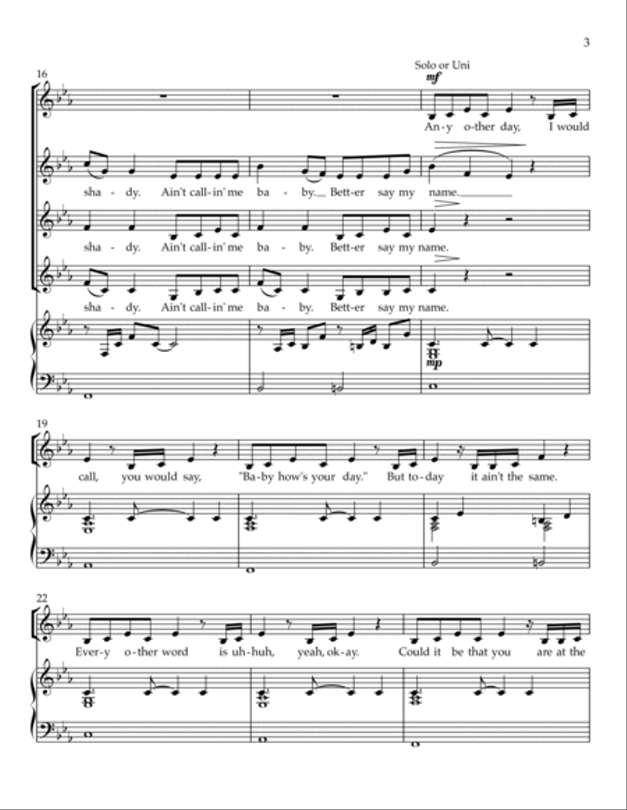 Say My Name SSA scores gallery preview page 3