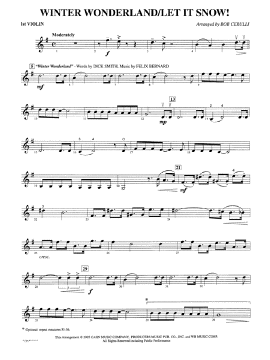 Winter Wonderland / Let It Snow!: 1st Violin String Orchestra scores gallery preview page 1