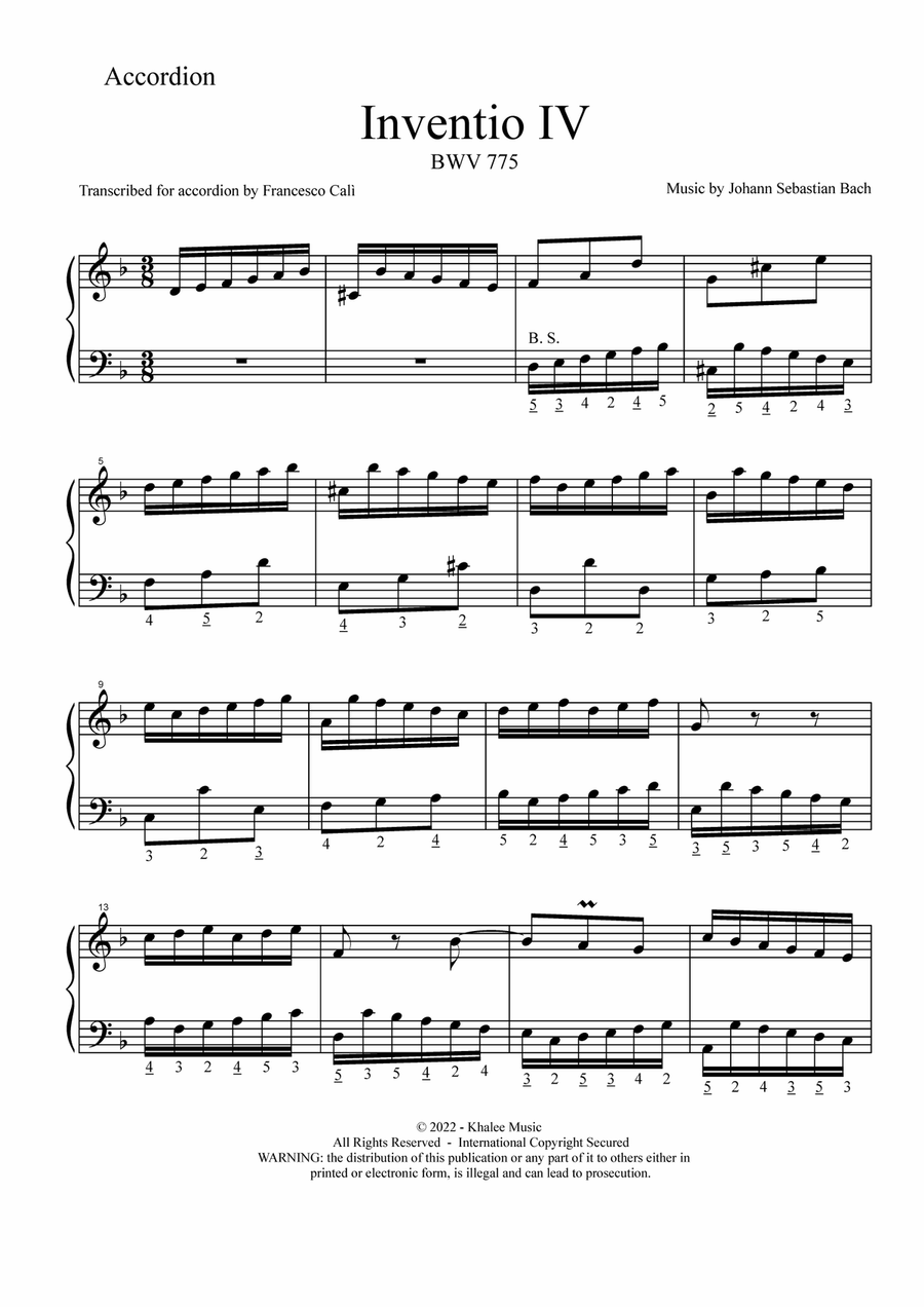 Two-part invention No. 4 Two-part invention No. 4 Accordion scores gallery preview page 2