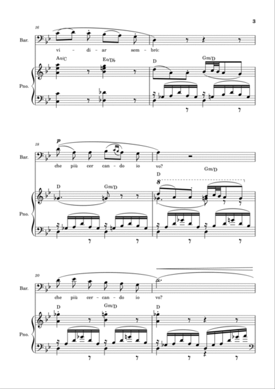Una Furtiva Lagrima (Baritone in Gm) Una Furtiva Lagrima (Baritone in Gm) Piano, Vocal, Guitar scores gallery preview page 3