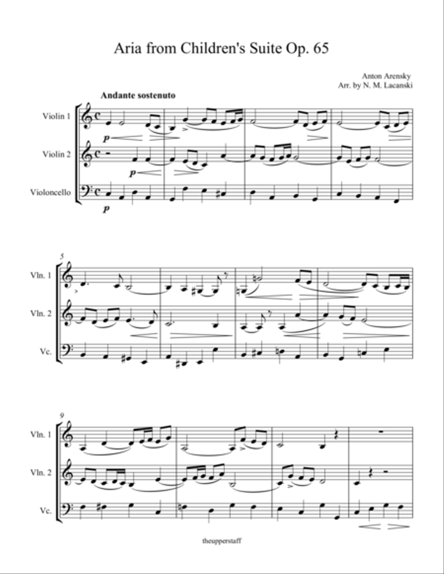 Aria from Children's Suite Op. 65 String Trio scores gallery preview page 1