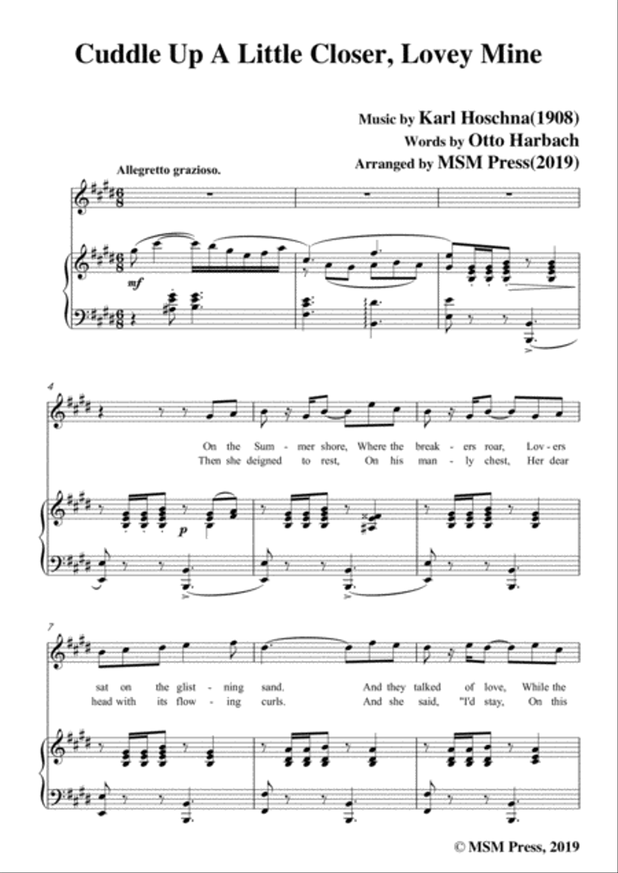 Karl Hoschna-Cuddle Up A Little Closer,Lovey Mine,in E Major,for Voice&Pno Voice scores gallery preview page 3