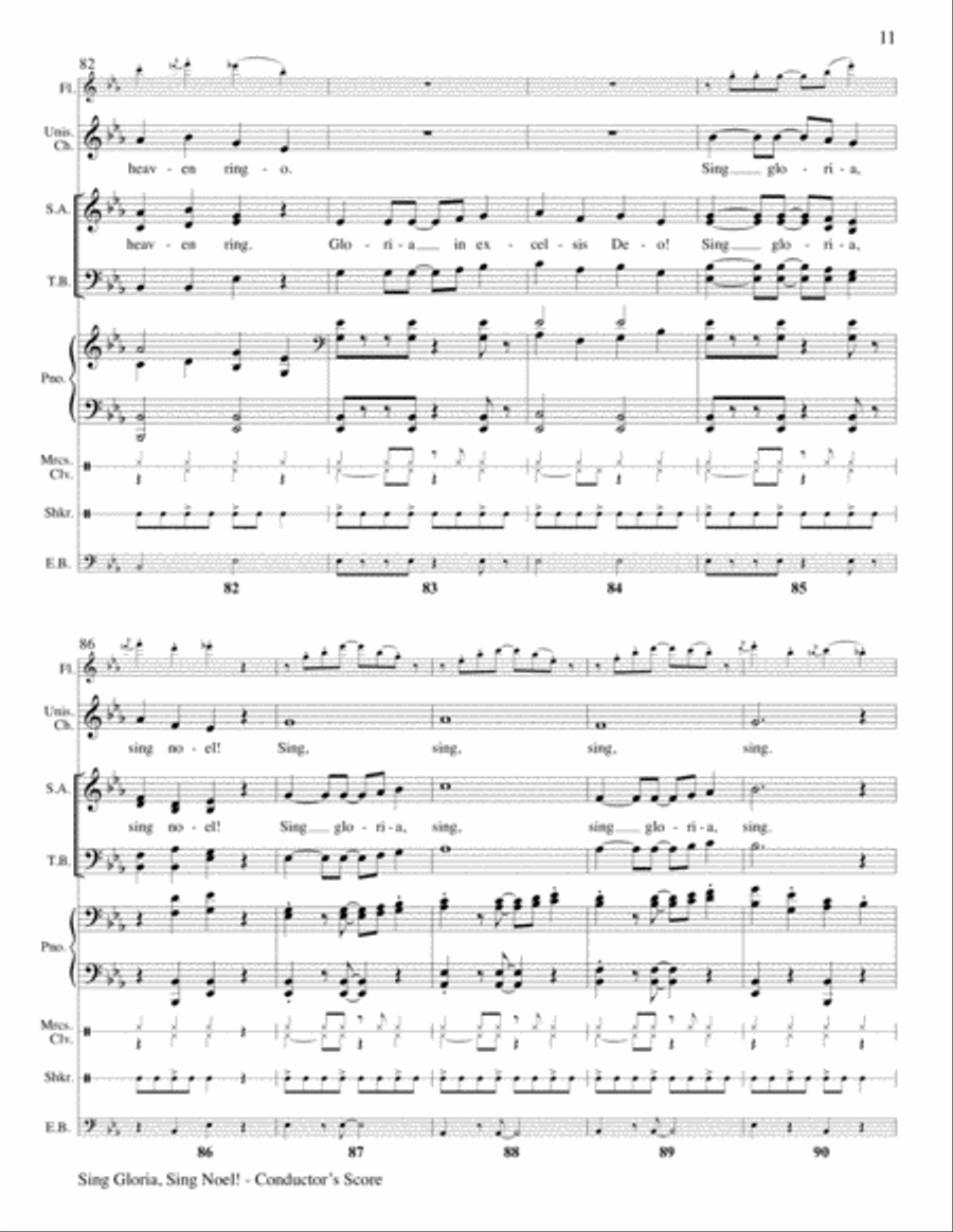 Sing Gloria, Sing Noel!-Raney-Conductor's Score, Flute, & Percussion-Digital Ver Unison Choir scores gallery preview page 11