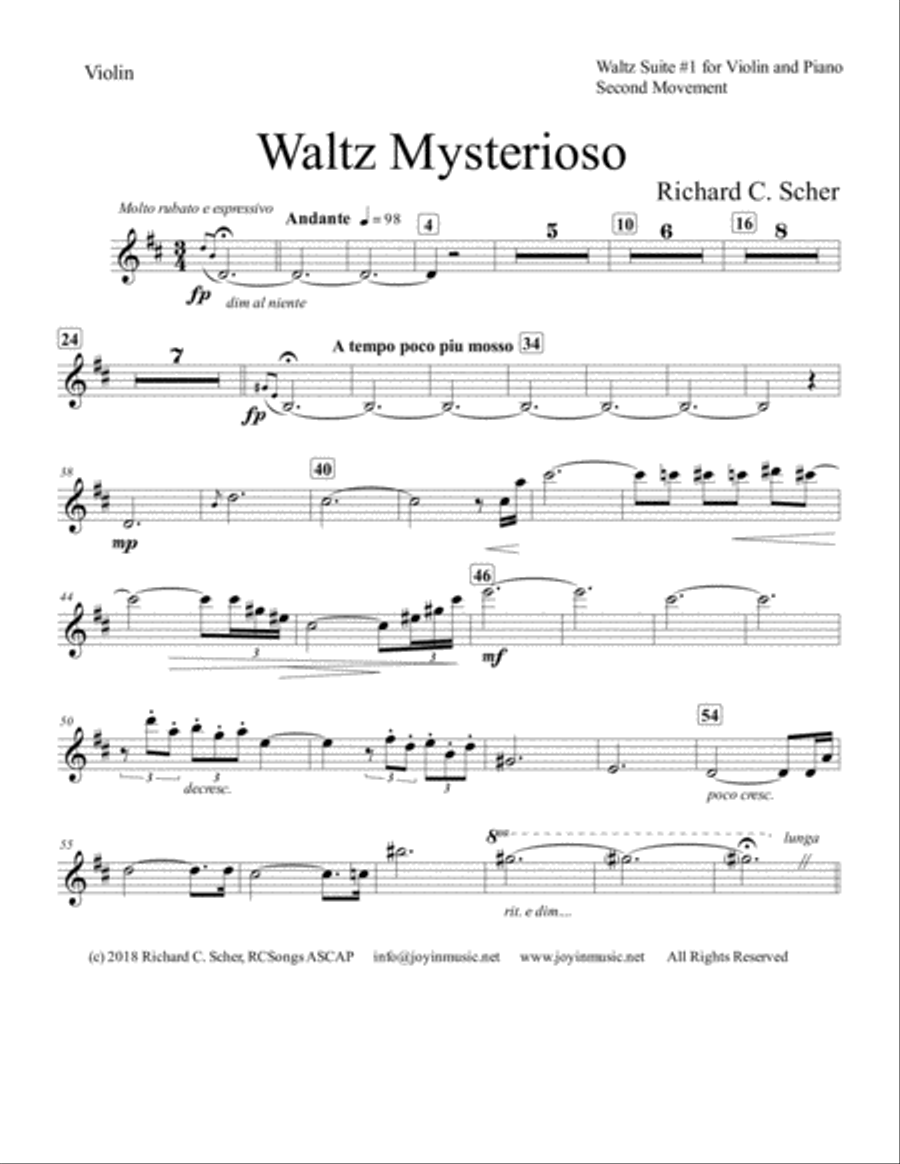 Waltz Mysterioso - Violin Part Violin Solo scores gallery preview page 1