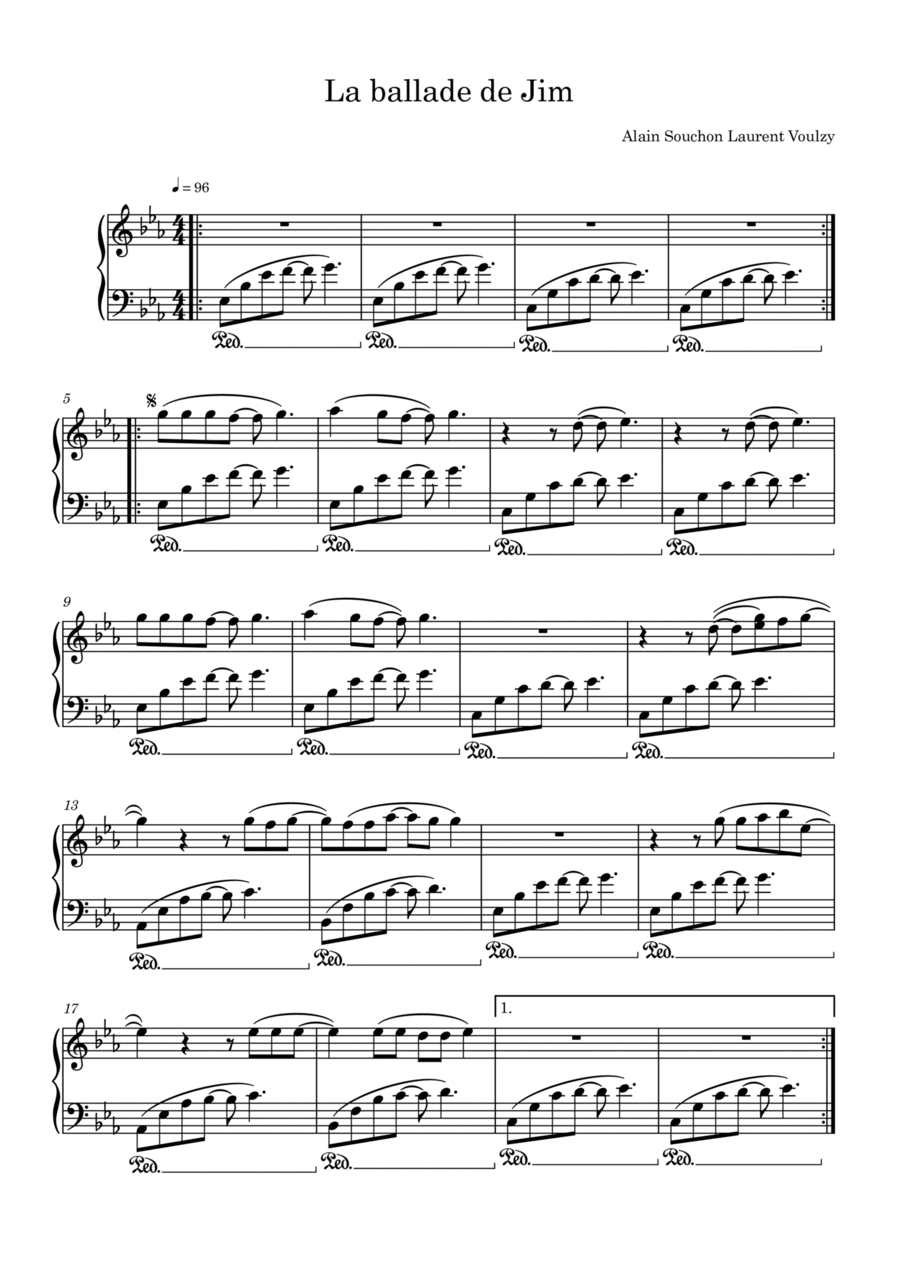 La Ballade De Jim Piano Solo scores gallery preview page 1