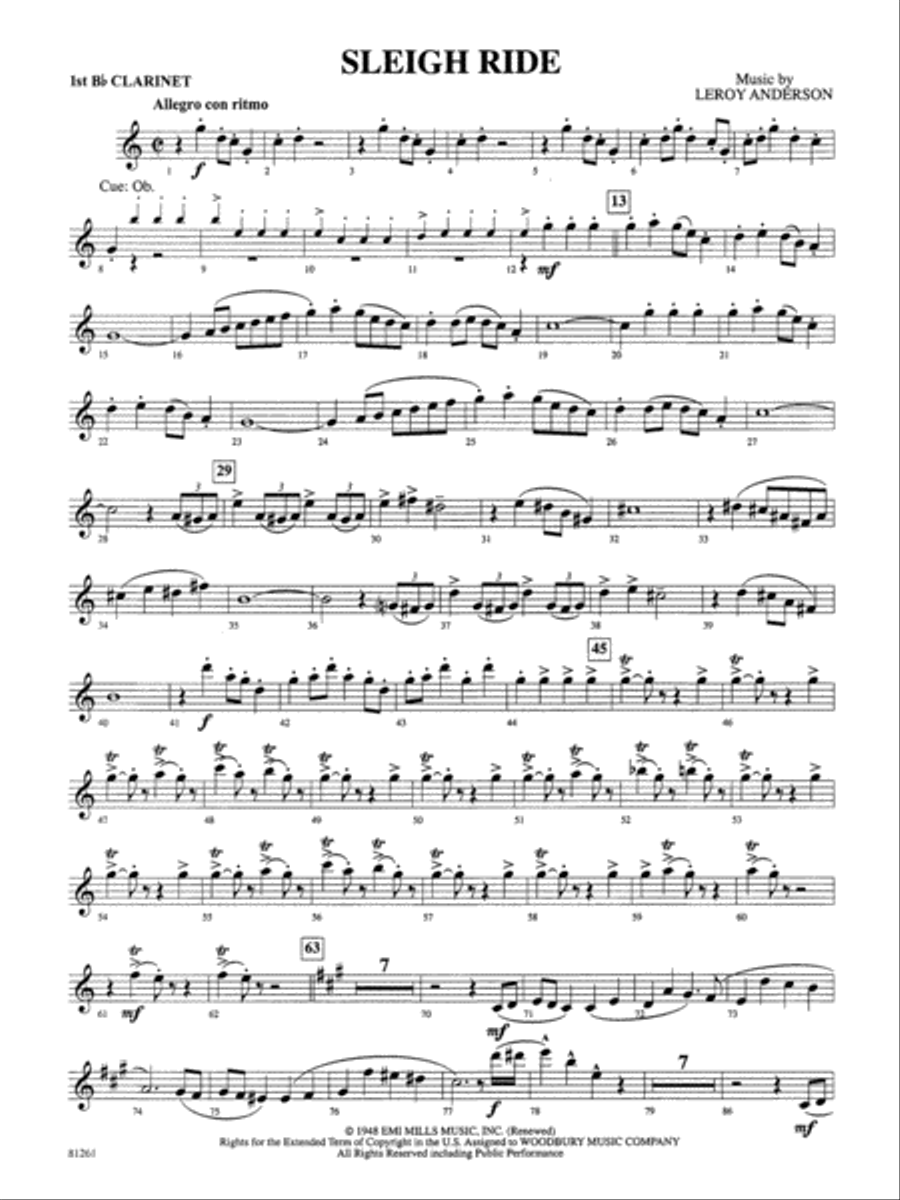 Sleigh Ride: 1st B-flat Clarinet