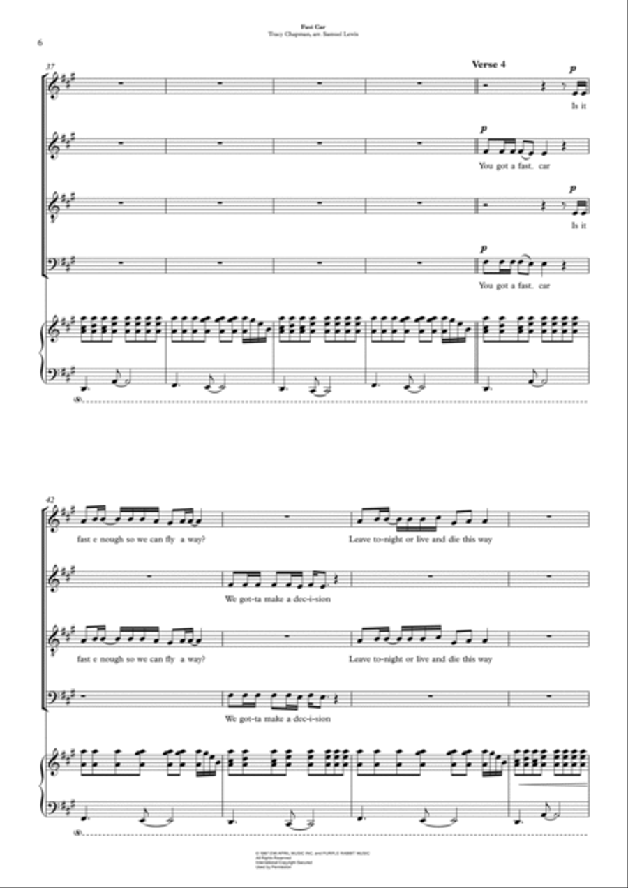 Fast Car Fast Car 4-Part scores gallery preview page 6