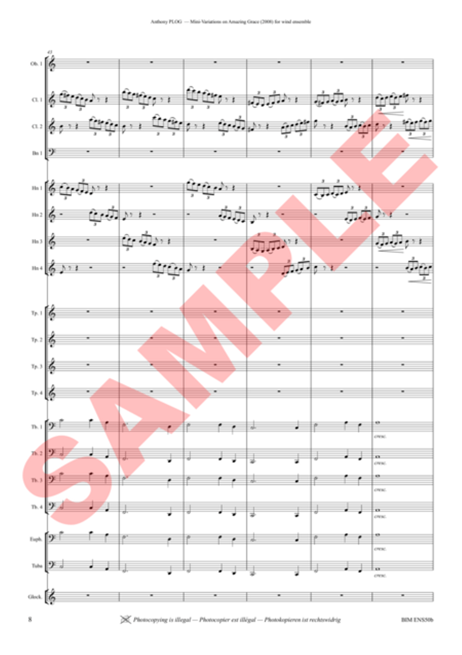 Mini-Variations on Amazing Grace Bass Clarinet scores gallery preview page 7