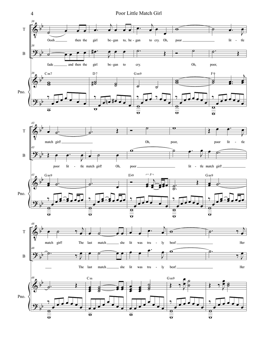 Poor Little Match Girl (Duet for Tenor and Bass Solo) Tenor Voice scores gallery preview page 4