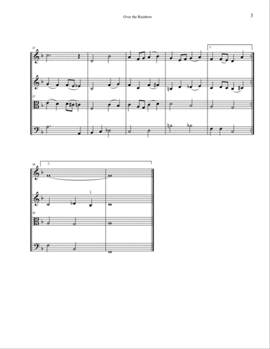 Over The Rainbow (from The Wizard Of Oz) String Quartet scores gallery preview page 4