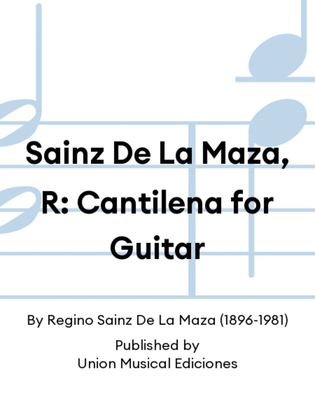 Book cover for Sainz De La Maza, R: Cantilena for Guitar