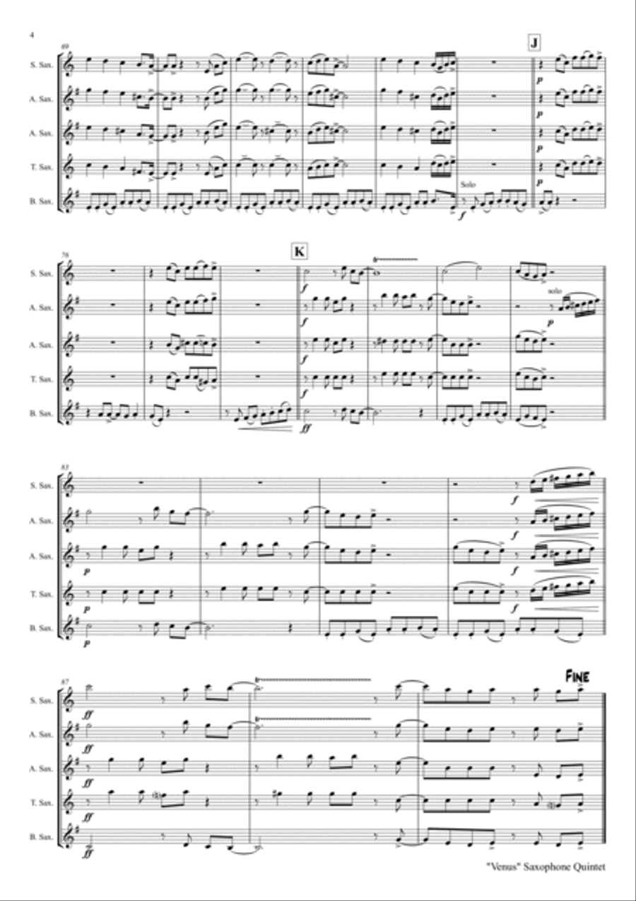 Venus Saxophone Quintet scores gallery preview page 5