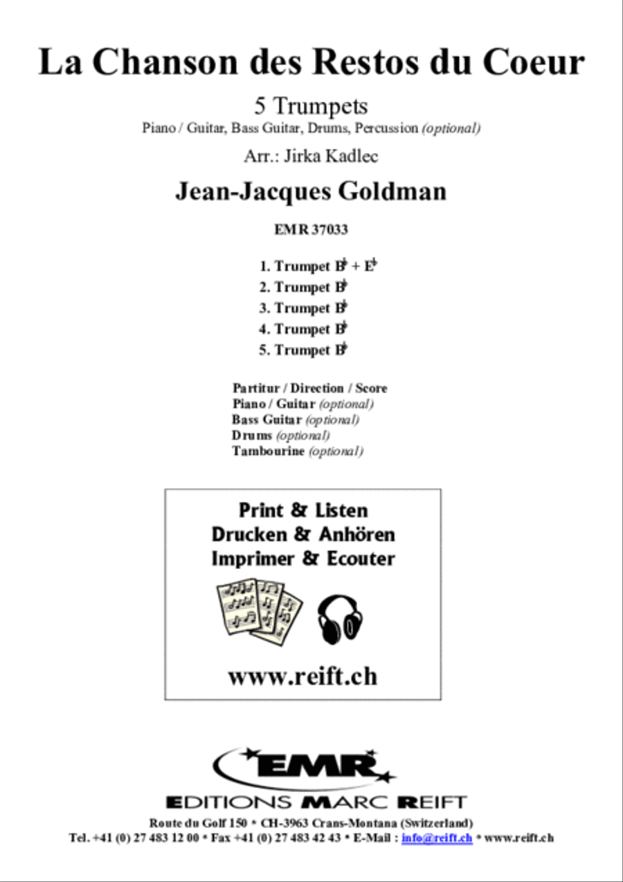 La Chanson des Restos du Coeur Trumpet scores gallery preview page 2