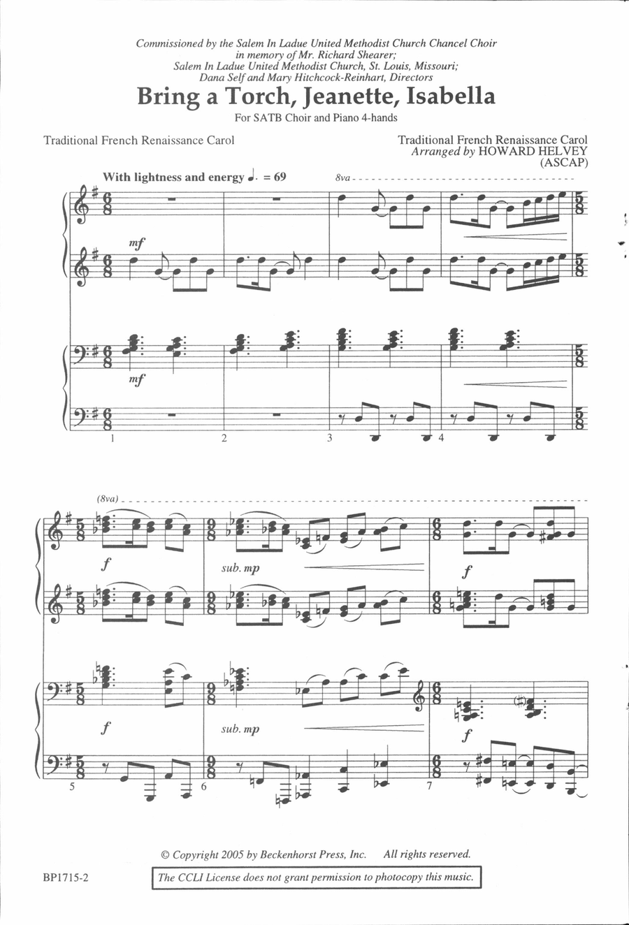 Bring a Torch, Jeanette, Isabella - SATB 4-Part scores gallery preview page 2