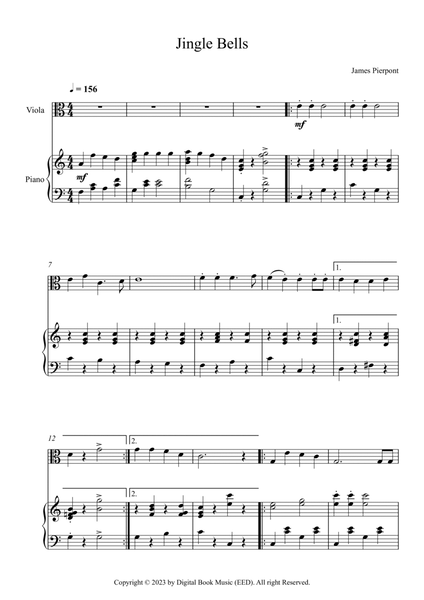 Jingle Bells, James Pierpont (Viola + Piano) image number null