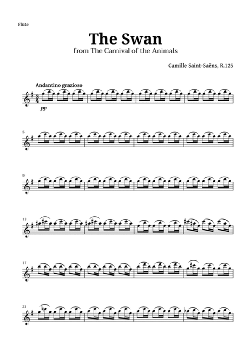 The Swan by Saint-Saëns for Woodwind Quintet and Piano with Chords image number null