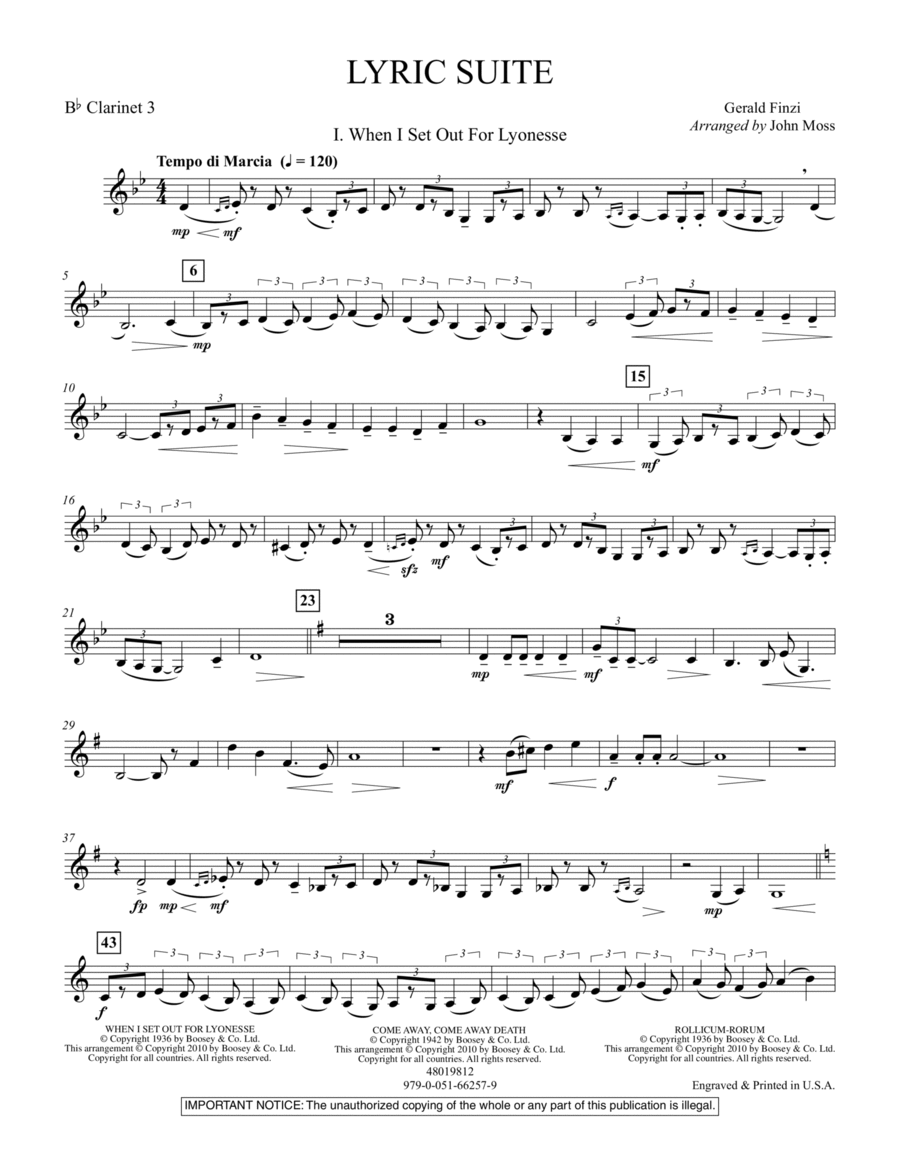 Lyric Suite - Bb Clarinet 3 Concert Band scores gallery preview page 1