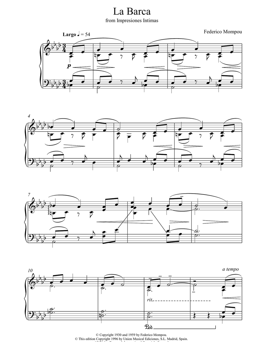 La Barca From Impresiones Intimas Piano Solo scores gallery preview page 1