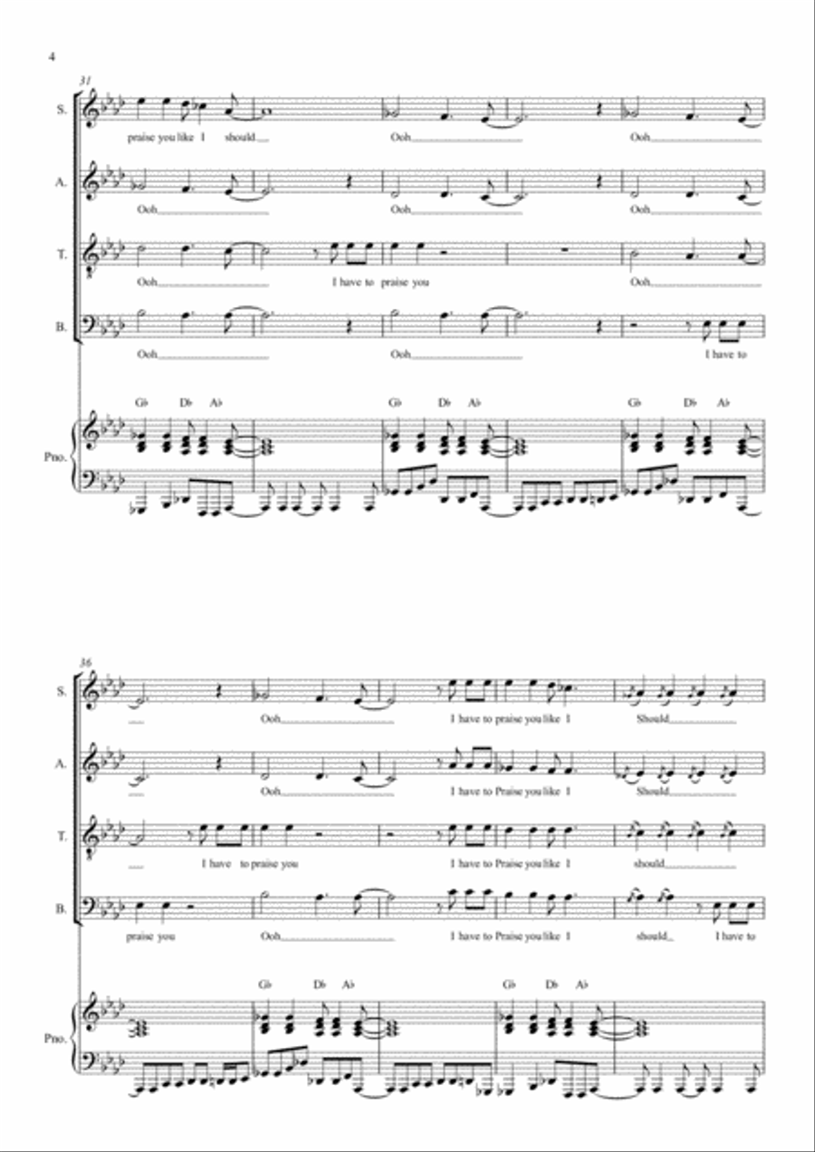 Praise You (praise U) Praise You (praise U) 4-Part scores gallery preview page 4
