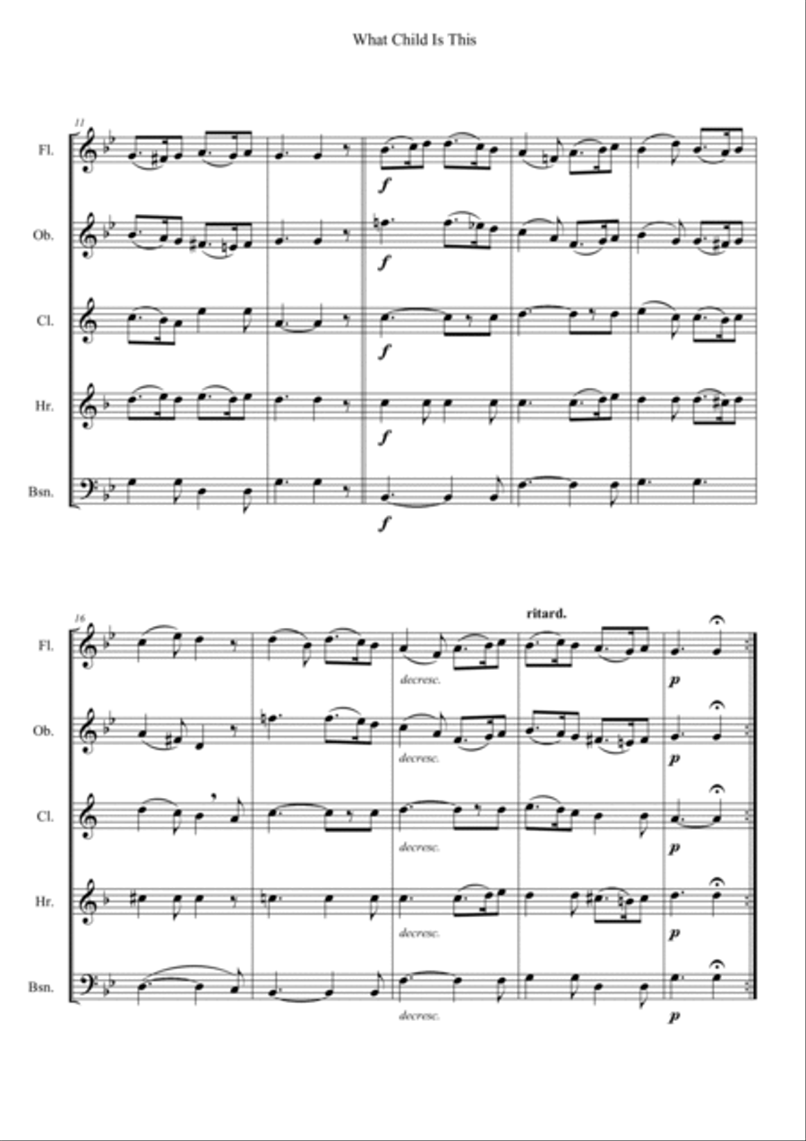 What Child Is This Woodwind Quintet scores gallery preview page 2