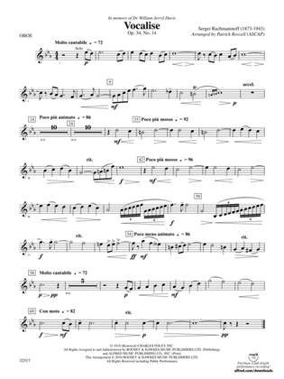 Book cover for Vocalise, Op. 34, No. 14: Oboe