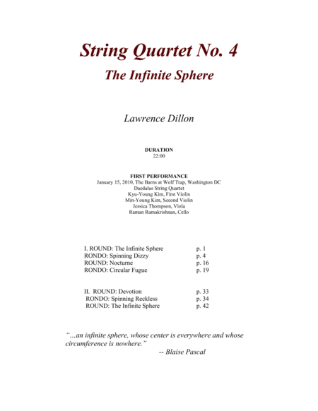 [Dillon] String Quartet No. 4: The Infinite Sphere