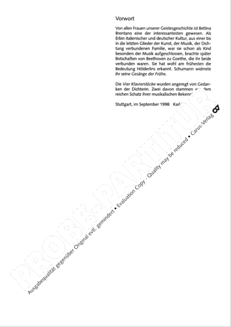 Vier Klavierstucke Vier Klavierstucke Piano Solo scores gallery preview page 4