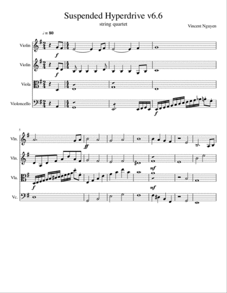 Suspended Hyperdrive (quartet) String Quartet scores gallery preview page 1